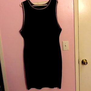 Plus Size Preppy Bodycon Black Midi Dress